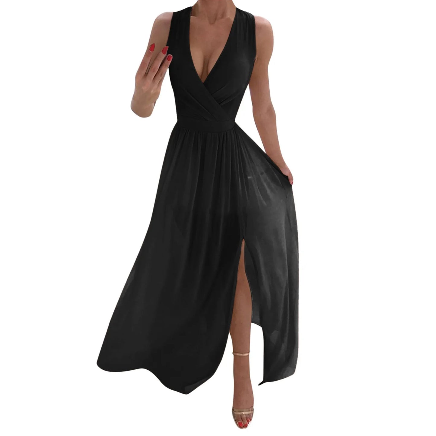 Plus Size Beach V-neck Midi Formal Dresses