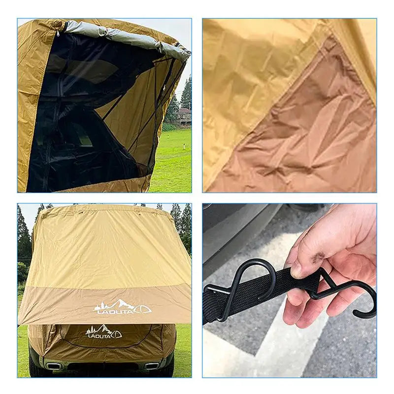 Car Travel Tent BBQ Camping Trunk Extension Tent Suitable for SUV with width 1.9-2.M SUV Triple Door Tailgate Hatchback Tent