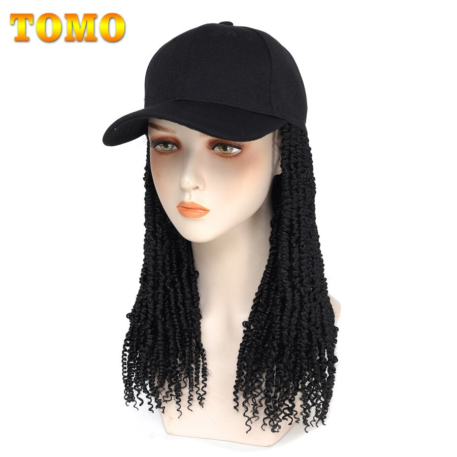 TOMO Baseball Wig Cap With Passion Twist Hair Adjustable Cap Synthetic Hair Extensions Fashion Baseball Hat Wig For Black Women