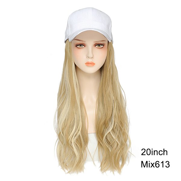 TOMO Baseball Cap with Hair Extensions for Women Adjustable Hat with Synthetic Wig Attached 16inch Natural Wavy Hair