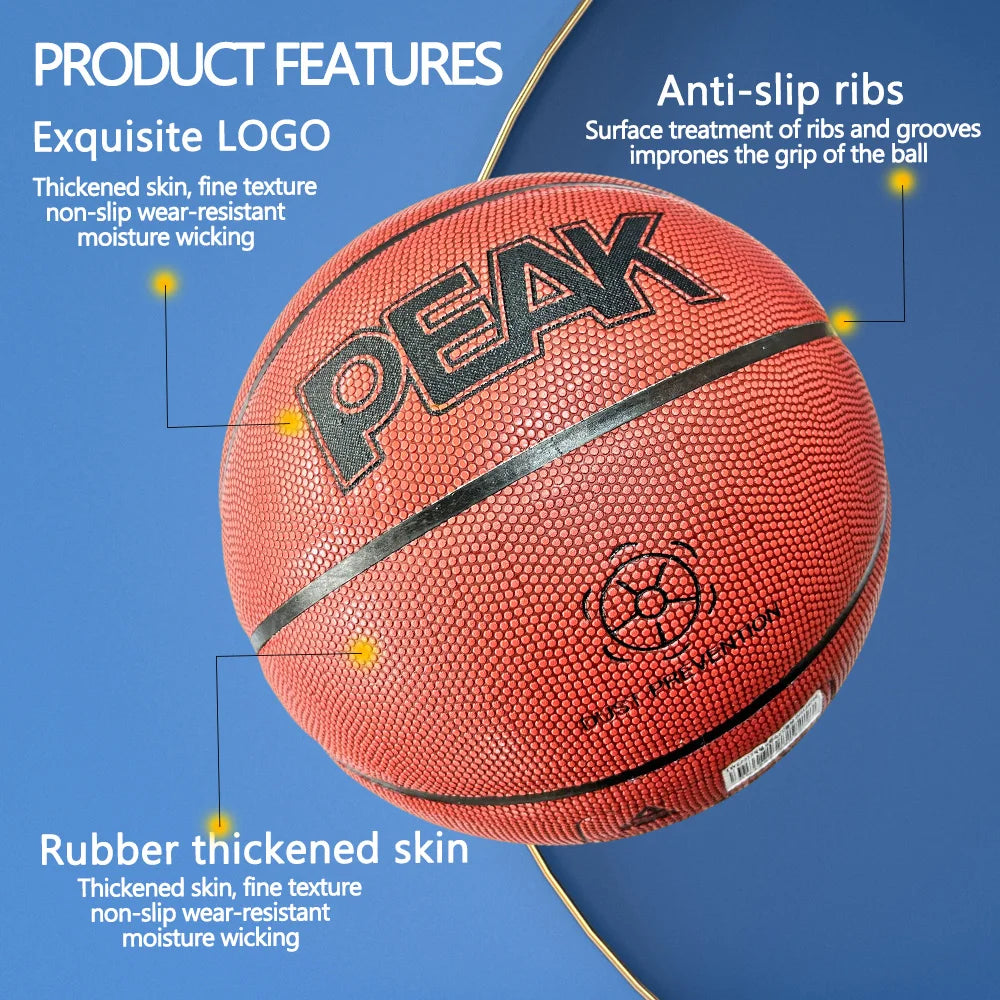 PEAK Basketball Official Size 7 Professional PU Game Basketball Outdoor Durable Ball for Men Women Training Team Basketball