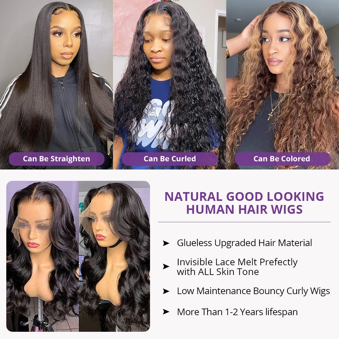 30inch Body Wave Lace Front Wig 13x4 /360 Lace Frontal Wig 4x4 Lace Closure Wig HD Lace Frontal Wigs For Women Human Hair 180% - DJVWellnessandPets