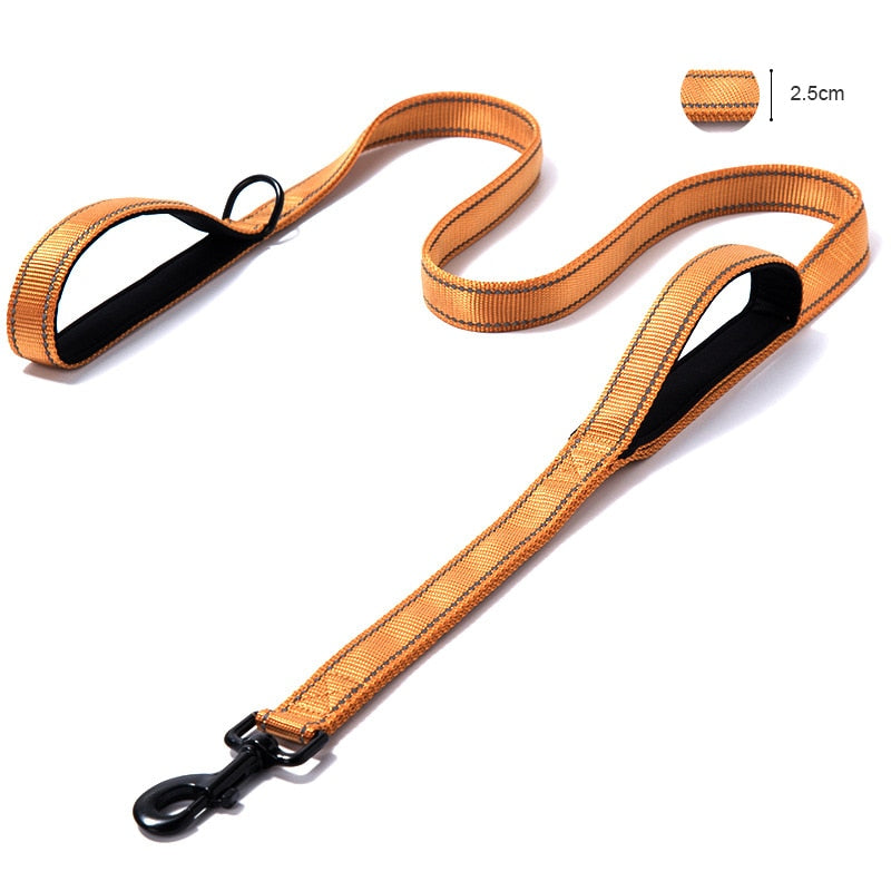 Dual Handle Dog Leash Reflective Padded Dog Leash Heavy Duty Lead Rope For Small Large Dogs Outdoors Trainning Running Pet Leash