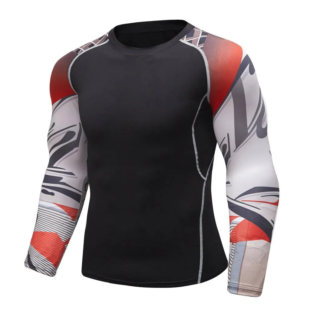 Sport Style Soft T-Shirt Top Breathable Long Sleeve Yoga Fitness Print Blouse High Quality New Men'S Cotton Shirts Ropa Hombre