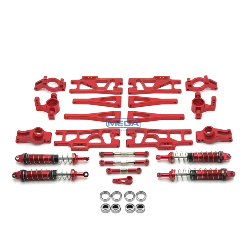 WLtoys RC Car Truck Red All Metal Upgrade Parts Wheel Seat Tire Shock Absorbers Arm Chassis Reinforcement For 12402-A 104009