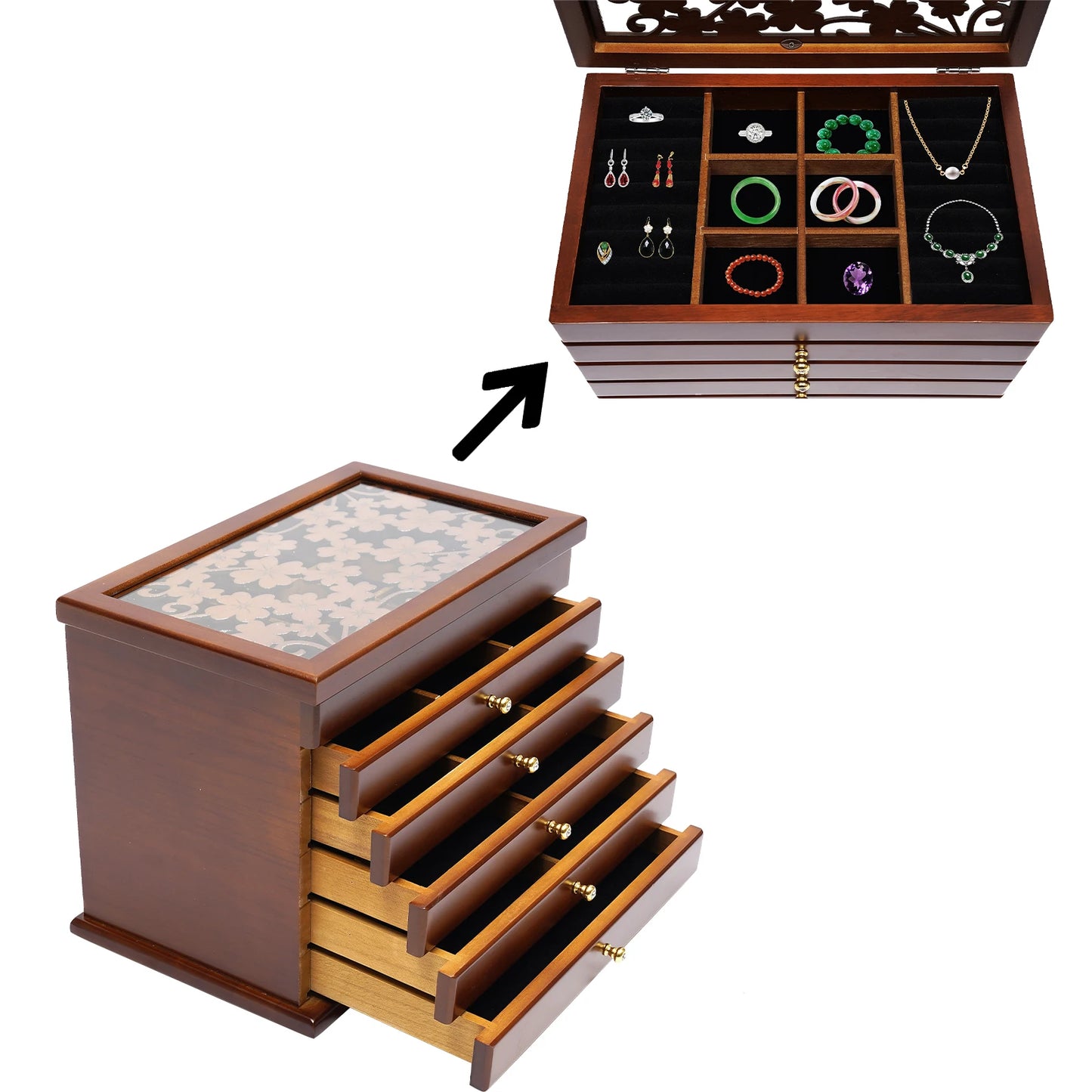 6-Layer Wooden Jewelry Box