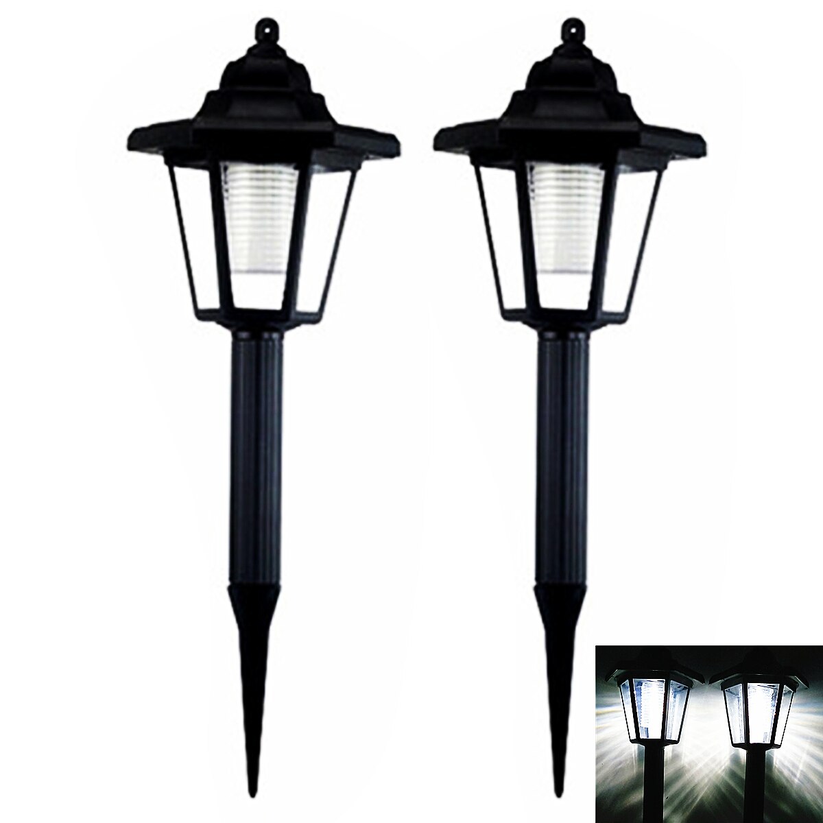 2PCS Solar LED Wall Light Porch Lamp Garden Outdoor Lighting Waterproof Hexagonal Street Lantern Lighting Retro Courtyard Decor