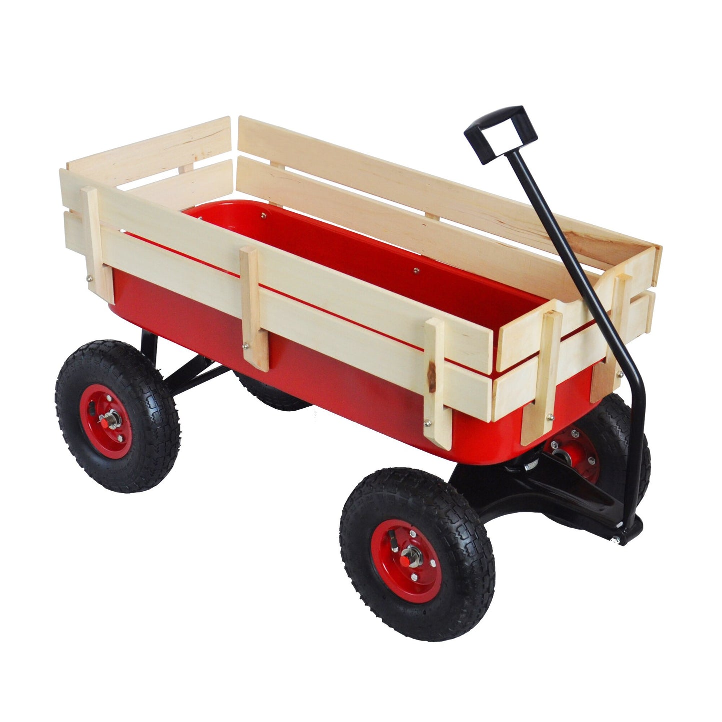 Tools Cart Wagon Cart Garden Cart Trucks Outdoor Wagon All Terrain Pulling w/Wood Railing Air Tires Children Kid Garden