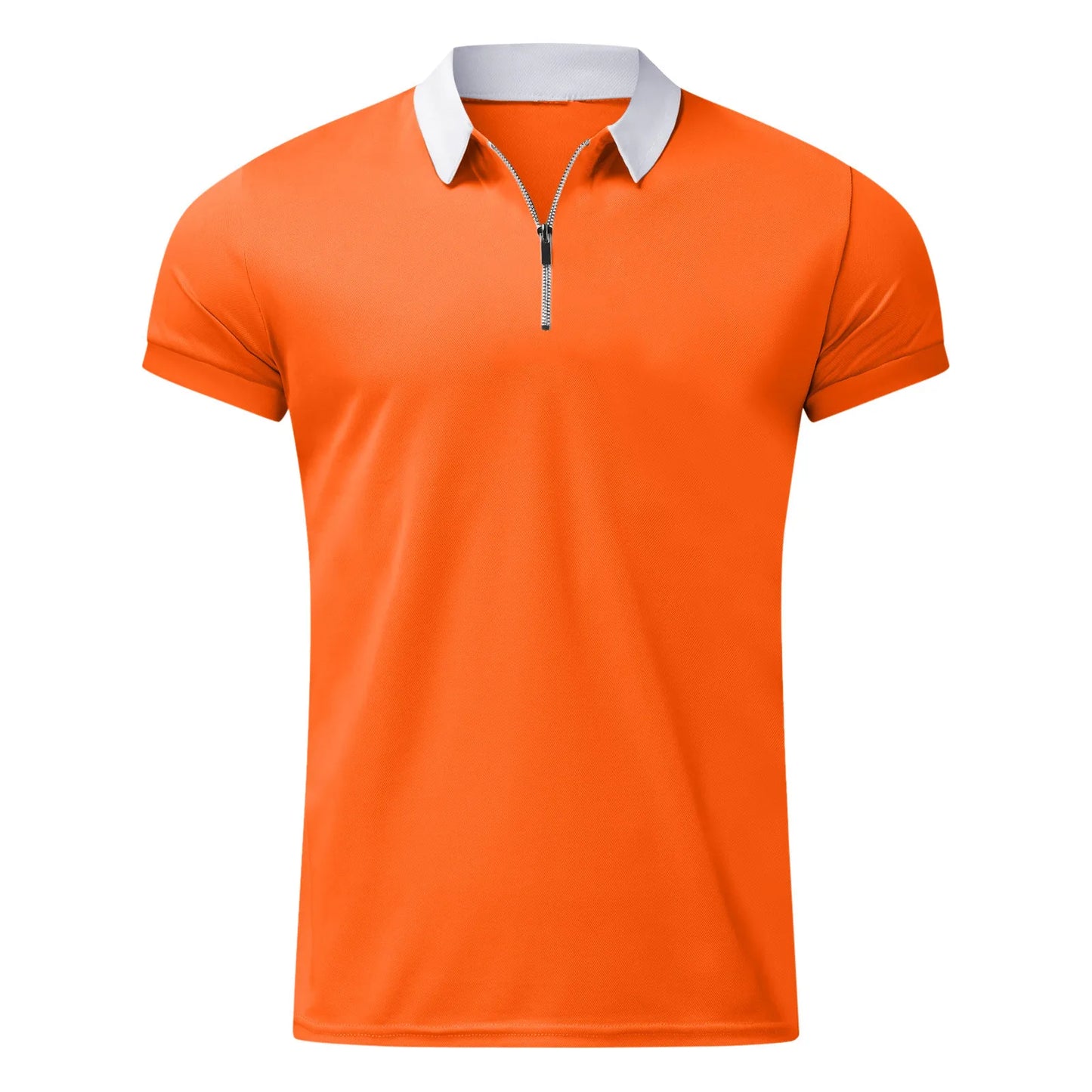 Men's Slim Fit Solid Orange Polo shirt Men's Polo Shirt Men Solid Polo Shirts Brand Men Short-Sleeved Shirt Summer Shirt Man