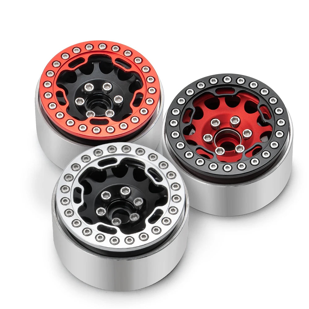 YEAHRUN 4PCS Aluminum Alloy 1.9" Wheel Outer Beadlock Ring for 1/10 RC Crawler Axial SCX10 90046 TRX4 1.9 Wheel Rims