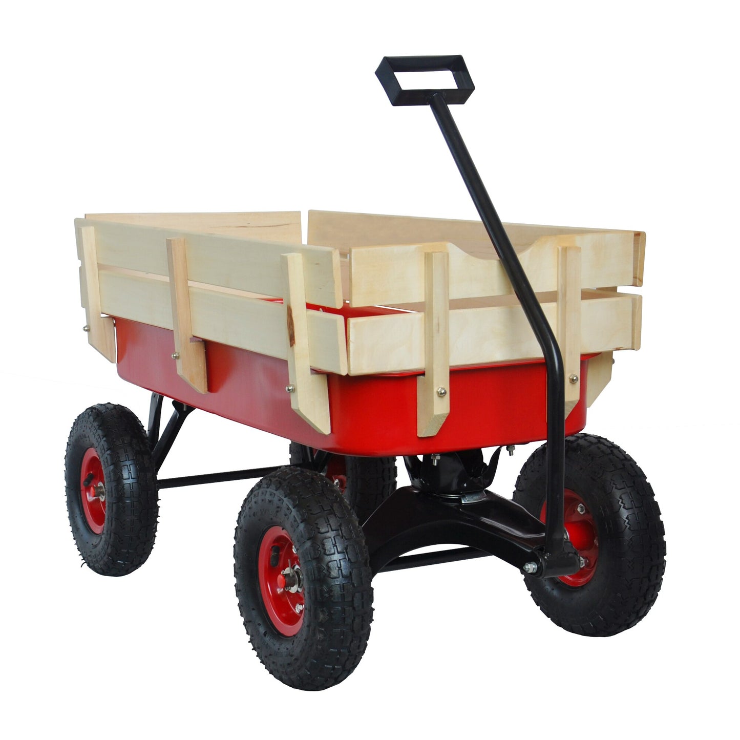 Tools Cart Wagon Cart Garden Cart Trucks Outdoor Wagon All Terrain Pulling w/Wood Railing Air Tires Children Kid Garden