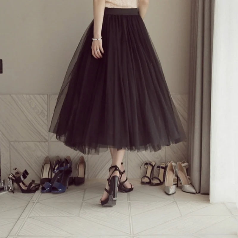 Spring and Autumn Three-layer Mesh Princess Swing Skirt