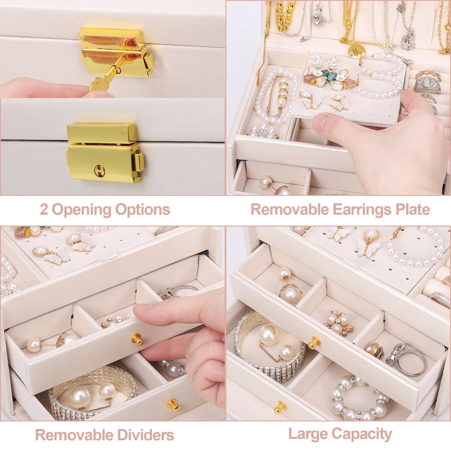 Jewelry Box 3 Layers Organizer with 2 Drawers