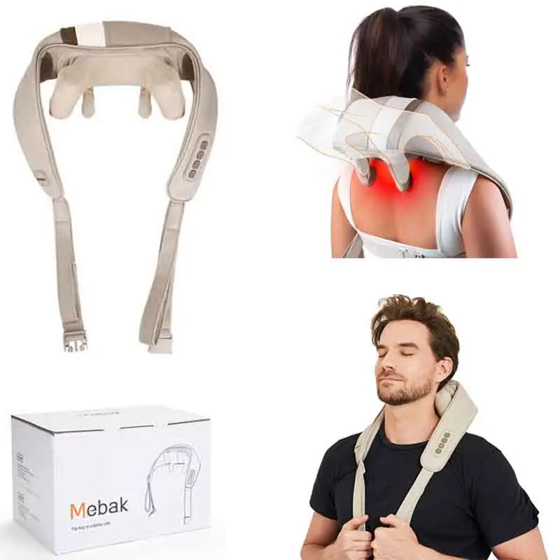 Mebak Massager for Neck And Back Trapezius Neck Cervical Back Massage Shawl Wireless Neck And Shoulder Kneading Massage Pillow