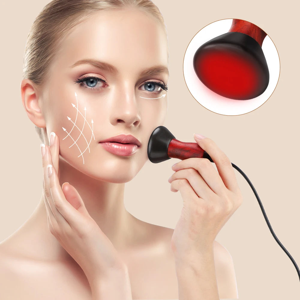 Electric GuaSha Massager Hot Stone Heating Scraping Neck Back Meridian Massage Face Skin Lifting Warm Moxibustion Gua Sha Tool