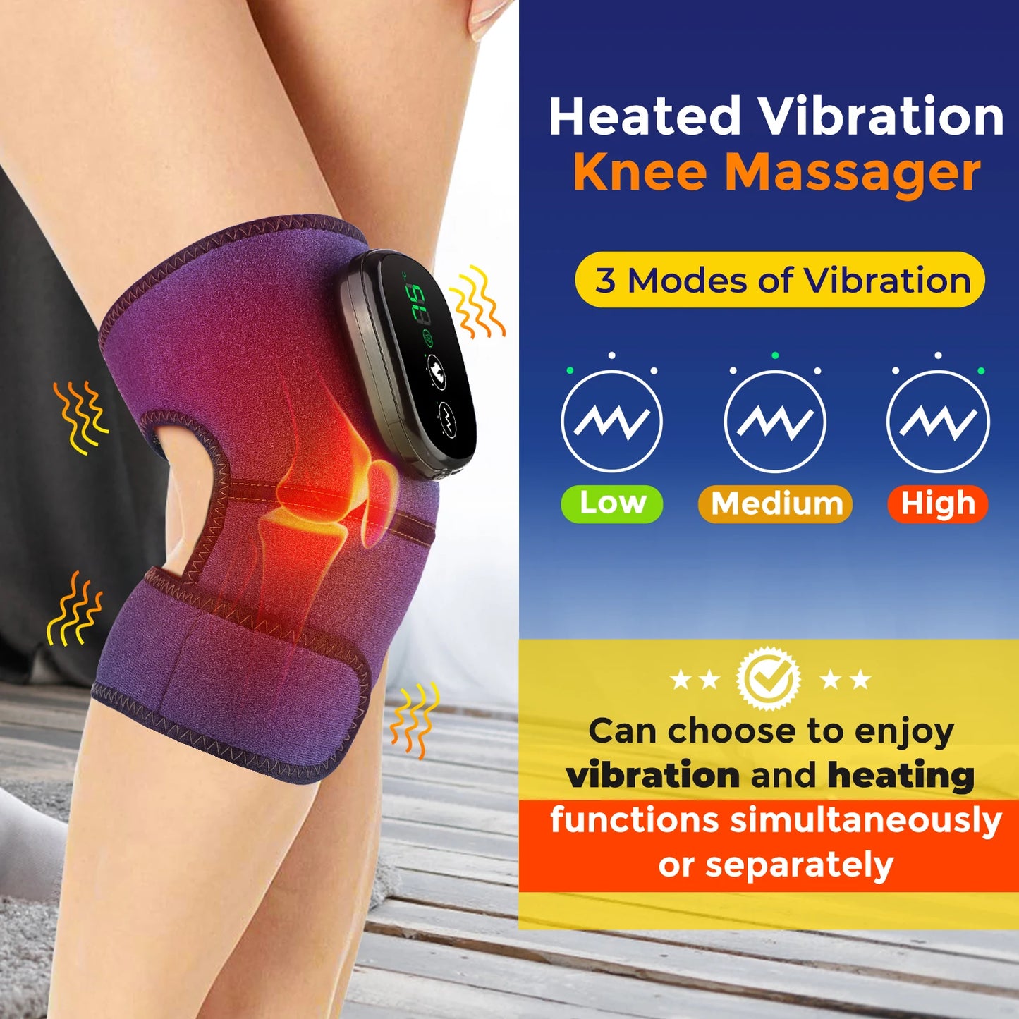 Wireless Red Light Knee Pad Infrared Heating Massage Knee Joint Vibration Massager Shoulder and Elbow Brace Relieve Arthritis