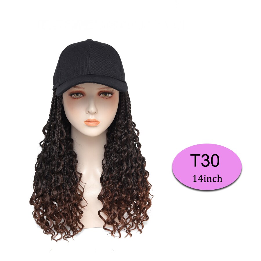 Braided Wig Baseball Cap With Boho Box Braids Hair Extensions Attached For Women Synthetic Curly Ends Box Crochet Hair Cap Wig