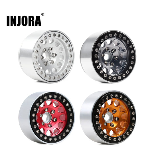 INJORA 4Pcs CNC Aluminum Alloy 1.9 Beadlock Wheel Rim for 1/10 RC Crawler Car Axial SCX10 90046 AXI03007 TRX4 VS4-10 Redcat Gen8