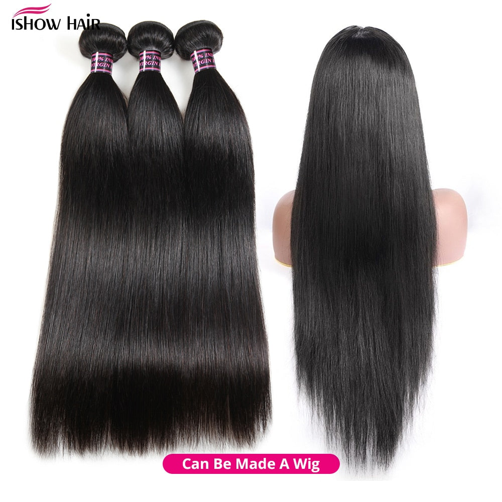 Ishow Straight Human Hair Bundles 28 30inch 1/3/4 Pcs Deals Sale For Women Brazilian Straight Hair Bundles Sew In Hair Bundles - DJVWellnessandPets