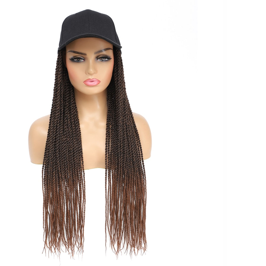 Braided Hat Wigs Baseball Cap with Twist Braid Hair extensions Hat With Senegalese Twist Hair attached for Black White woman