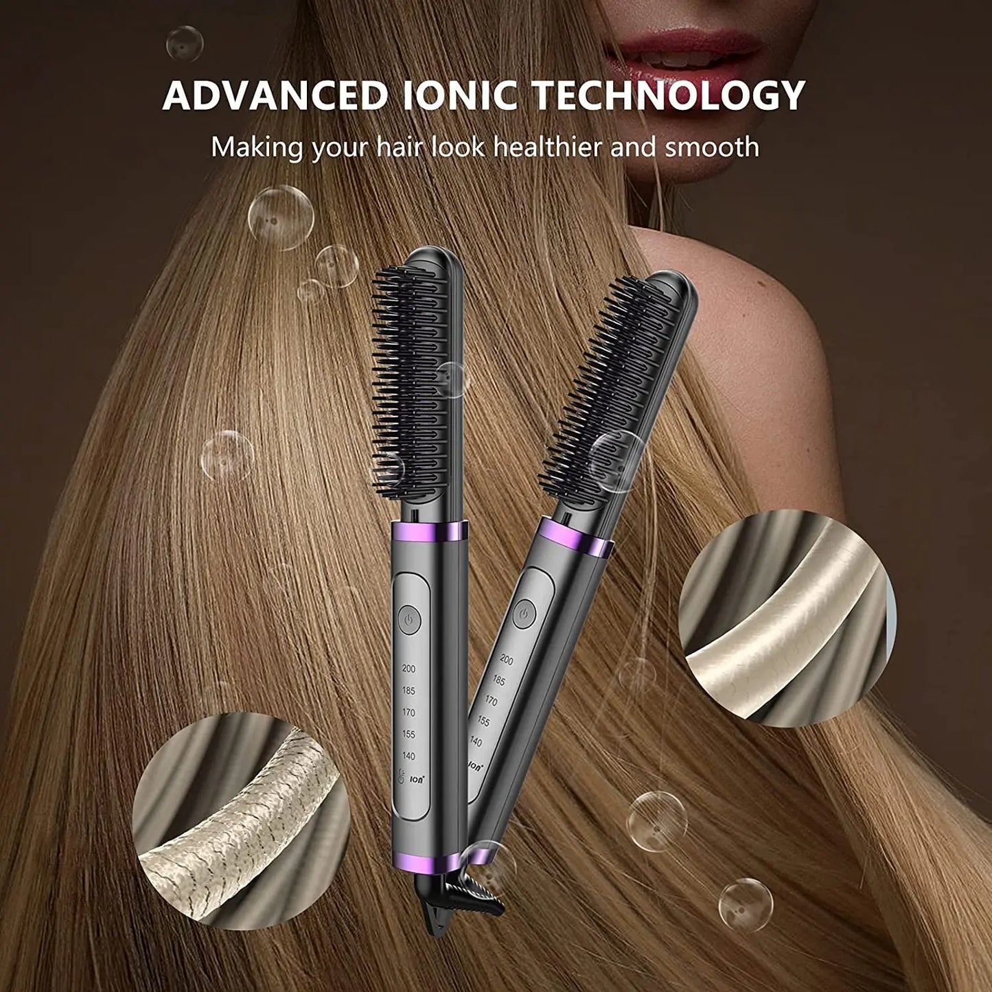 Electric Hair Straightener Hot Comb Brush