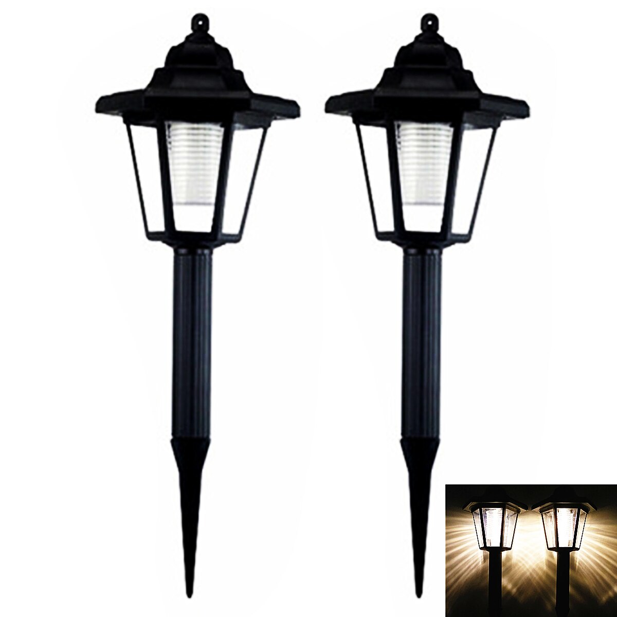 2PCS Solar LED Wall Light Porch Lamp Garden Outdoor Lighting Waterproof Hexagonal Street Lantern Lighting Retro Courtyard Decor