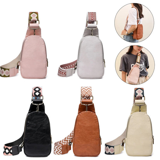 Vintage Fanny Pack Women Crossbody Bag Fashion Leather Boho Crossbody Shoulder Sling Purses Female Travel Phone Holder Chest Bag