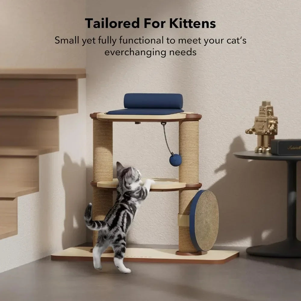 Infinity Cat Tree Tower for Indoor Cats, Modular Design with Cat Bed, Toy, Felt Pads, Sisal Scratching Posts, 2-Second Setup