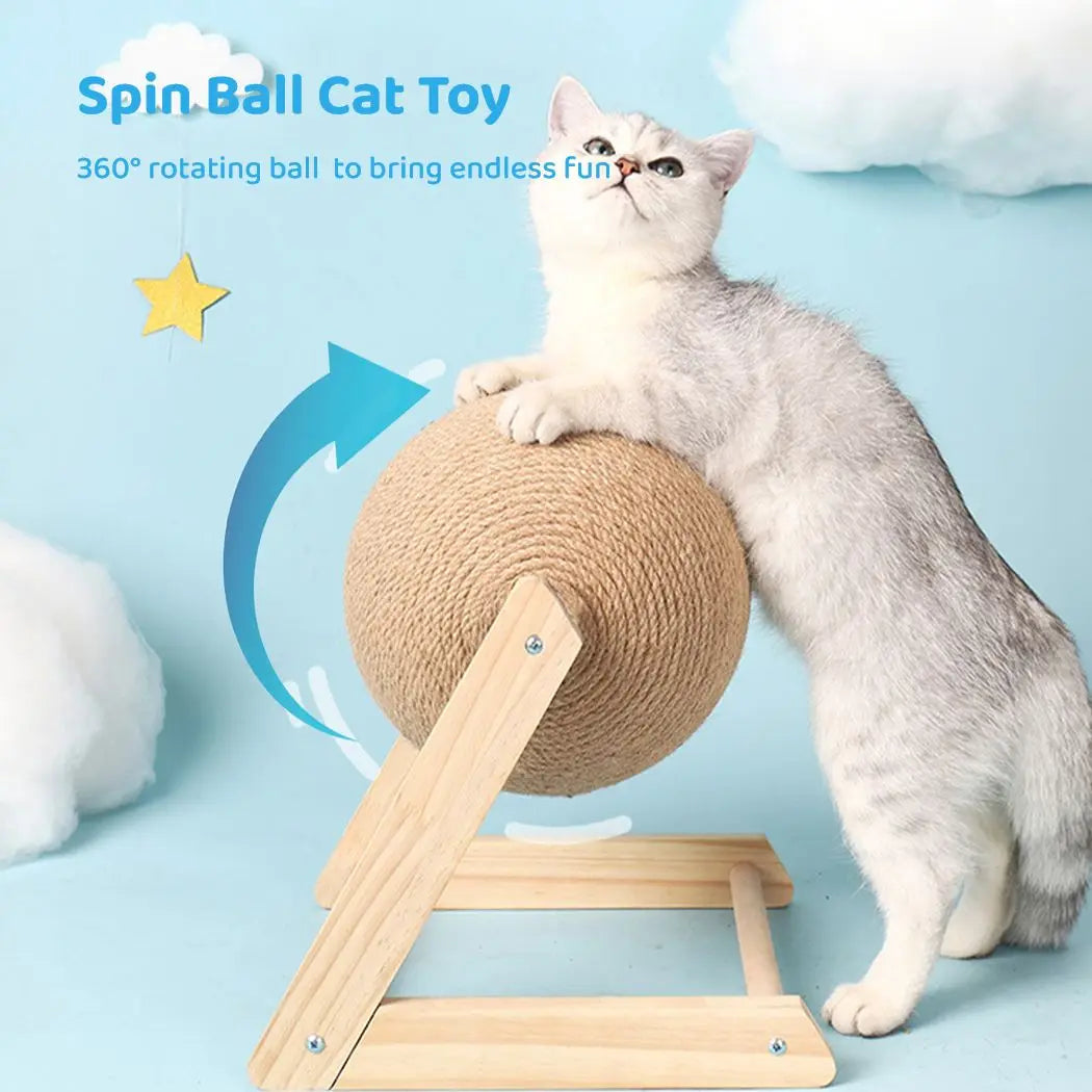 Cat Scratching Ball Toy Kitten Sisal Rope Ball Board Grinding Paws Toys Cats Scratcher Wear-Resistant Wood Scratcher Pet Toy