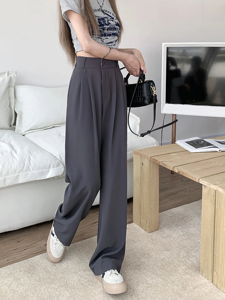 Suit Pants Elastic Waist Slimming Casual