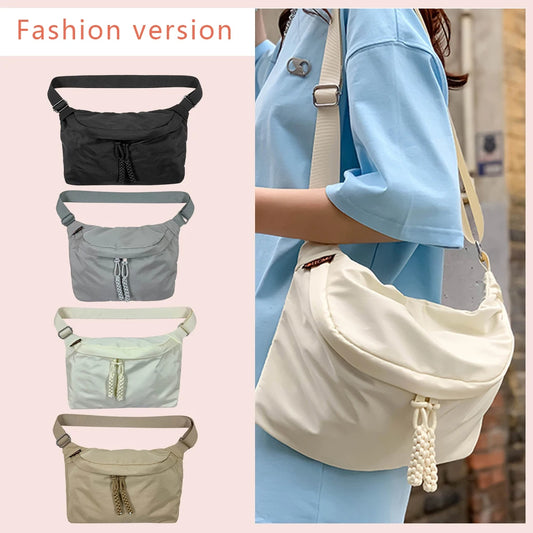 Shoulder Bag Men Women Nylon Crossbody Chest Bag Zipper Large Capacity Waterproof Lightweight Fashion Hip Hop Waist Bag 2023