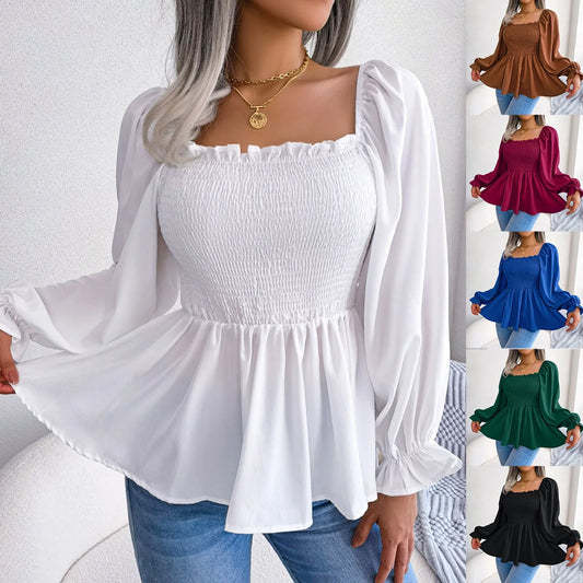 Elegant Blouse Casual Square Neck