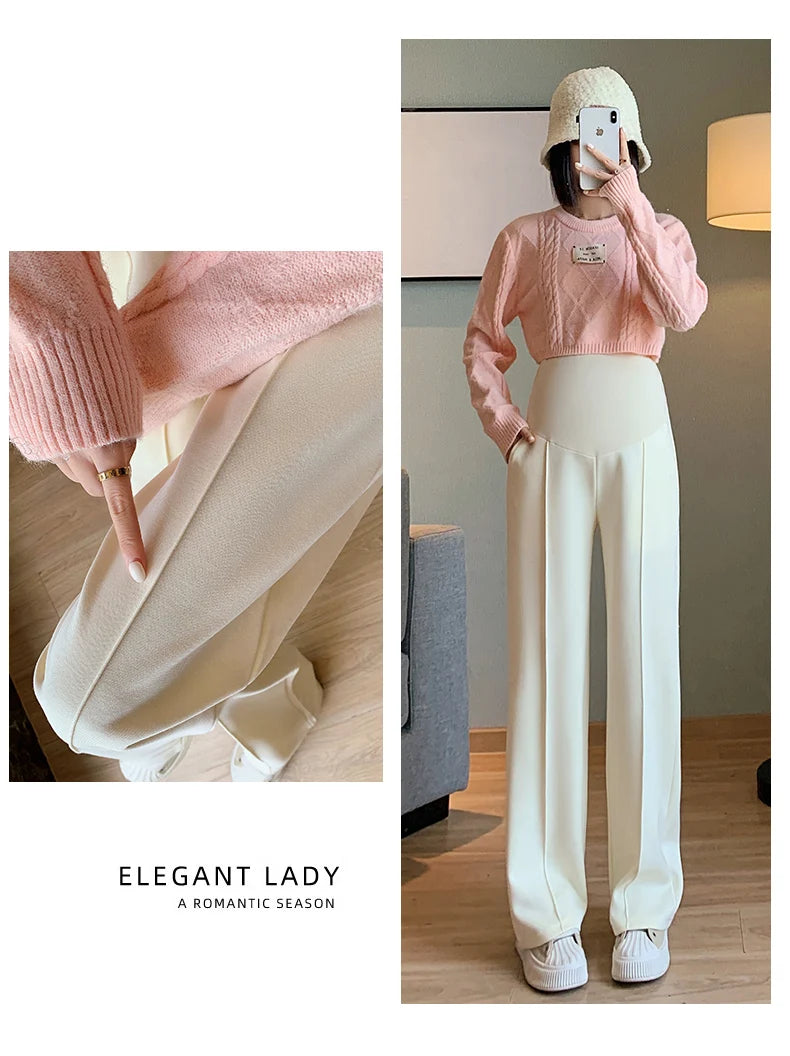 Maternity Long Straight Pants Wide Leg