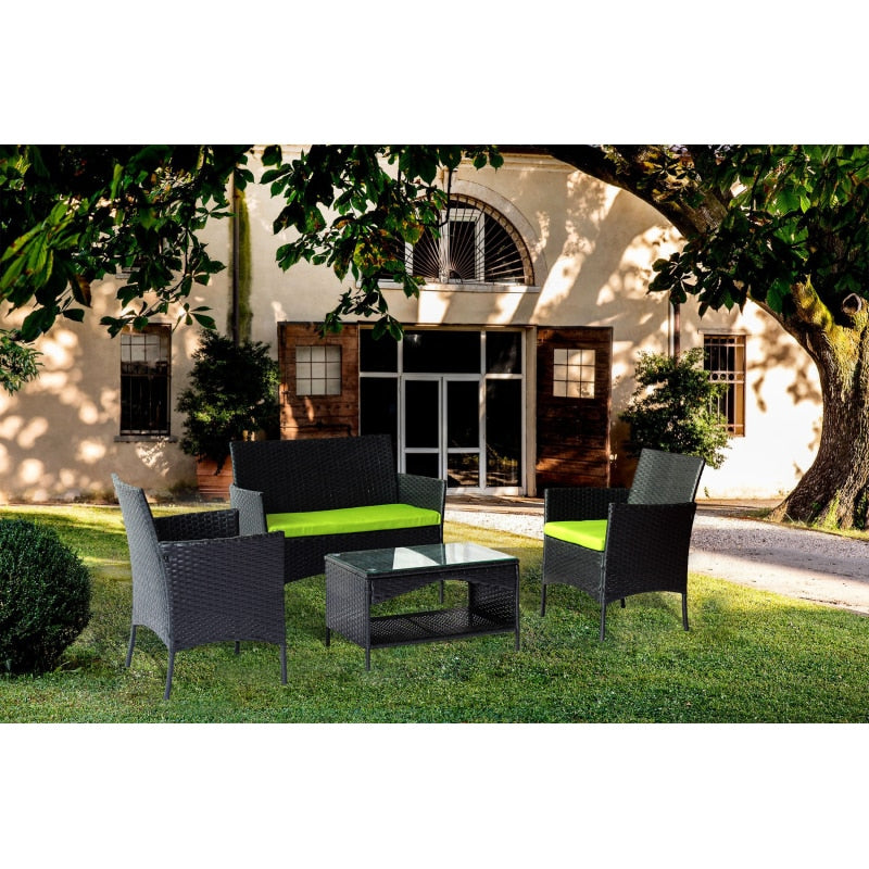 4 PCS/ 8 PCS  Garden Patio Furniture Patio outdoor rattan furniture （ loveseat + armchair+coffie table for garden - DJVWellnessandPets