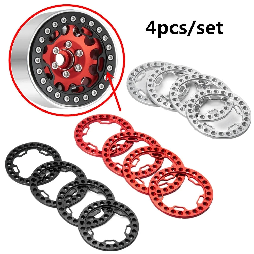 YEAHRUN 4PCS Aluminum Alloy 1.9" Wheel Outer Beadlock Ring for 1/10 RC Crawler Axial SCX10 90046 TRX4 1.9 Wheel Rims