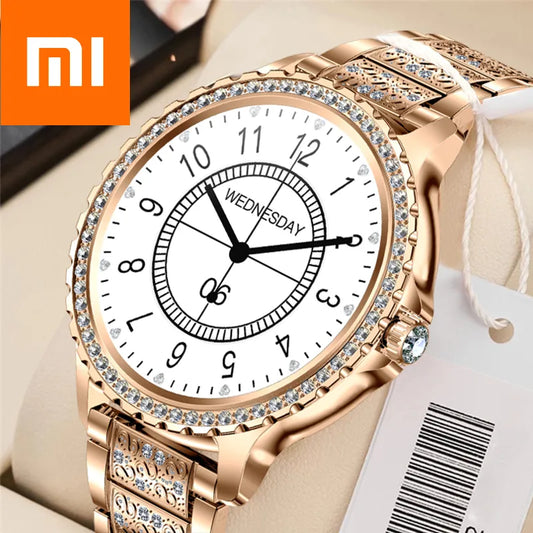 Xiaomi Fashion Women Bluetooth Call Smart Watch 1.32"360*360 HD Screen Sports Fitness Ladies Smartwatch Diamond Band+Gift