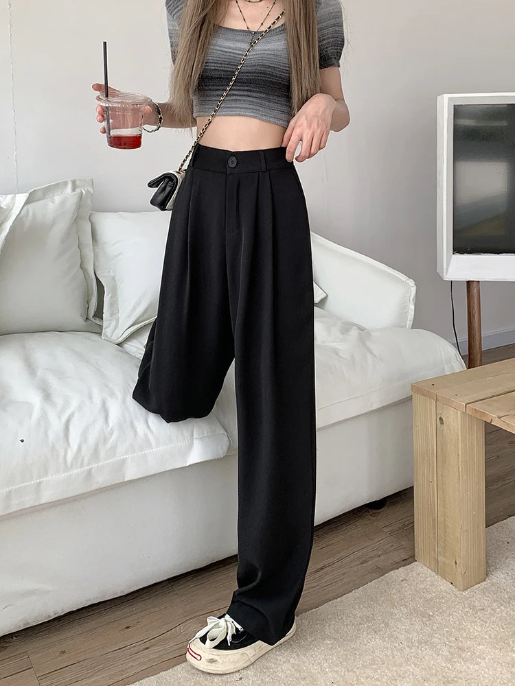 Suit Pants Elastic Waist Slimming Casual