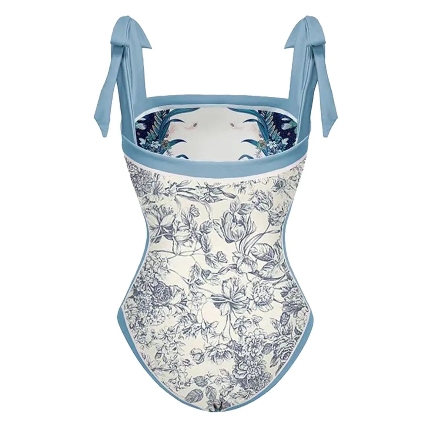 Double=Sided Retro Printed Binding Swimsuit