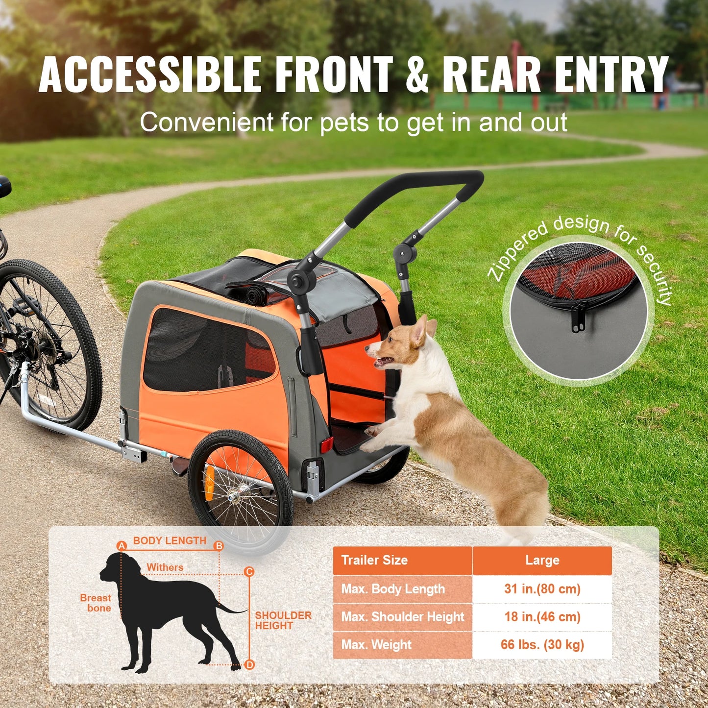 2-in-1 Pet Stroller Cart Bicycle Carrier Foldable