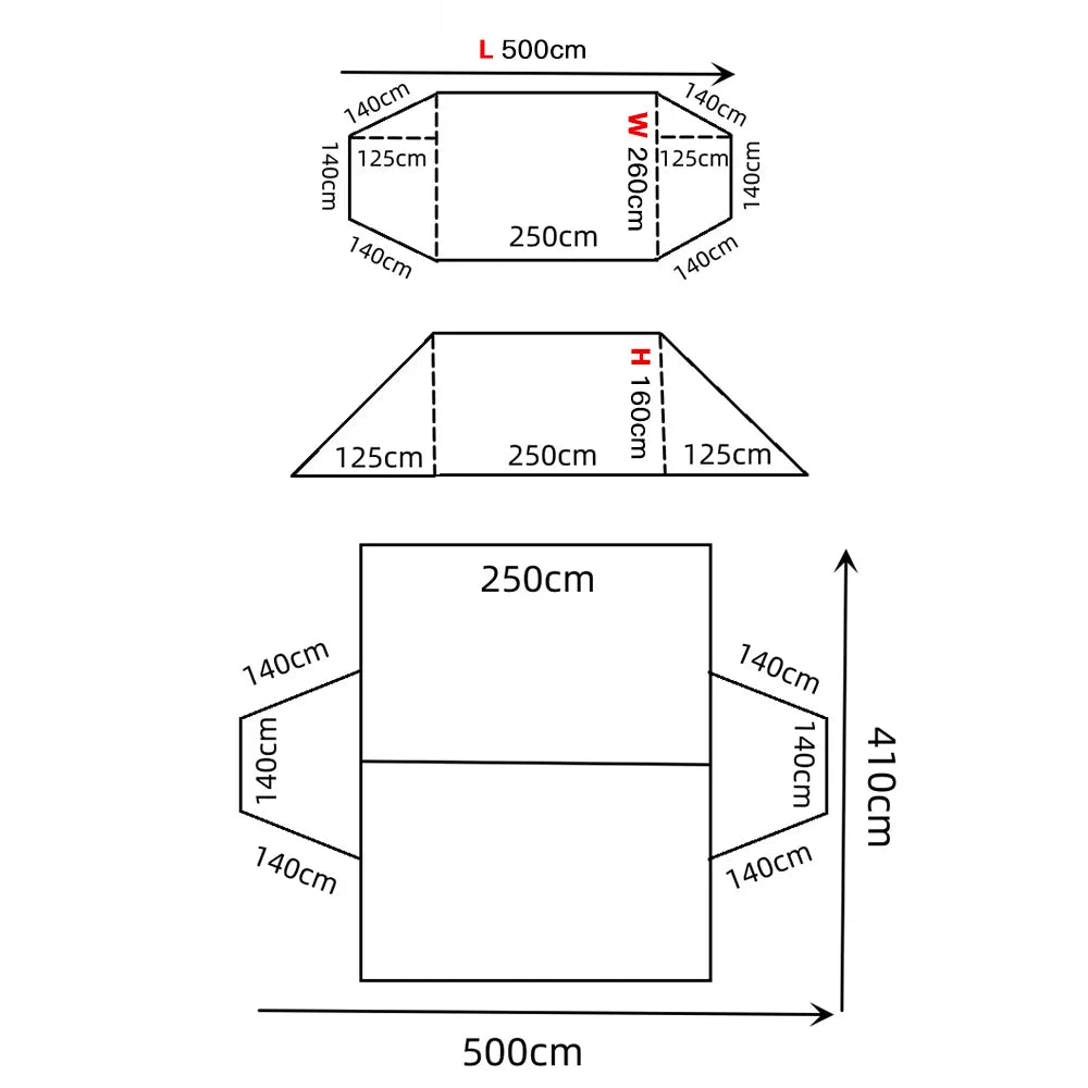 Outdoor Windproof Camp Tent with Stove Jack 4 Season Tent Sun Shelter for Family Camping Hunting Fishing Hiking