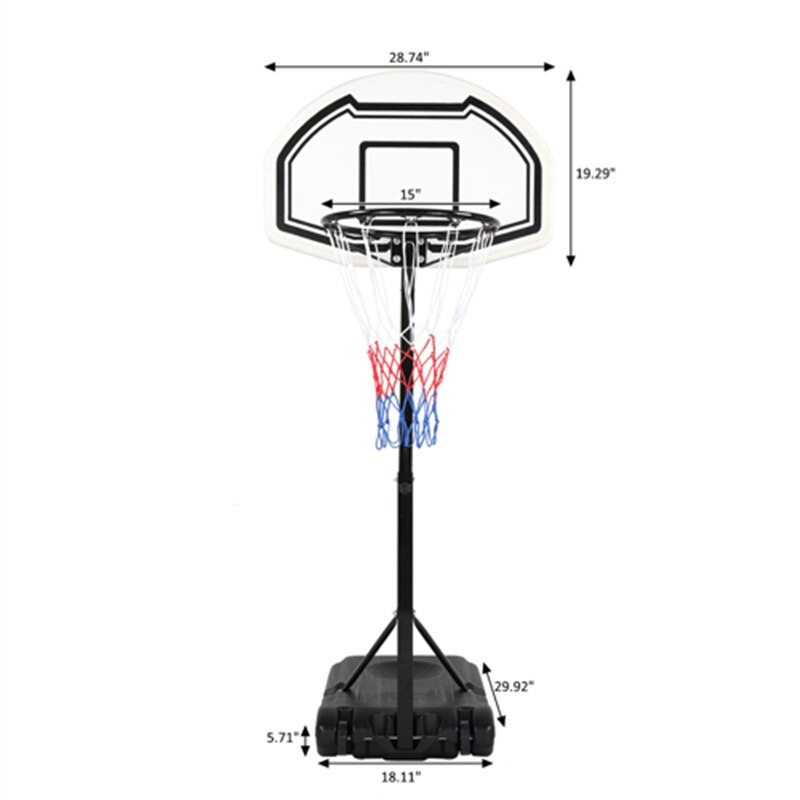 Swim Pool Side Portable Height-Adjustable Basketball Hoop for Team Play