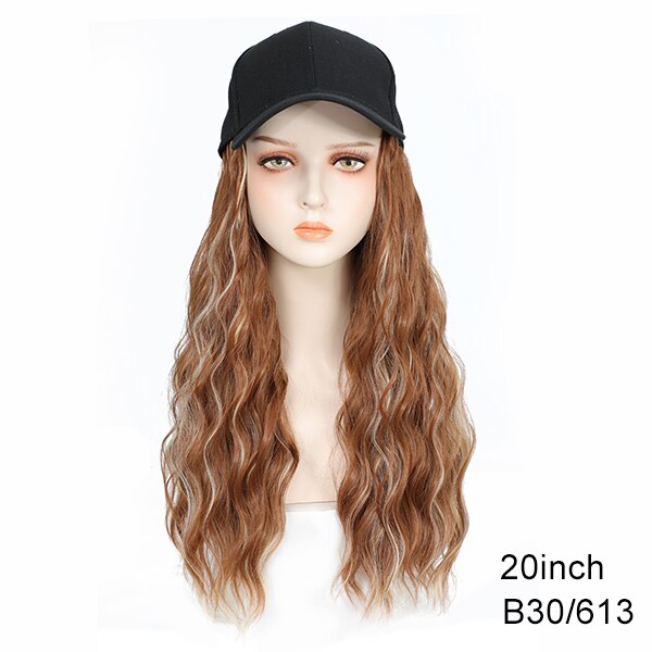 TOMO Baseball Cap with Hair Extensions for Women Adjustable Hat with Synthetic Wig Attached 16inch Natural Wavy Hair