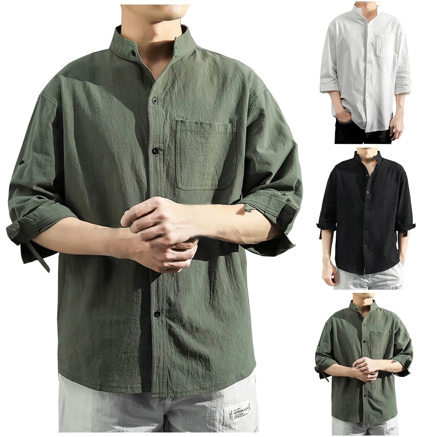 New Men'S Casual Shirts Linen Shirt Men Casual Tops High-Quality Loose And Comfortable Long Sleeve Beach Hawaiian Shirts For Men