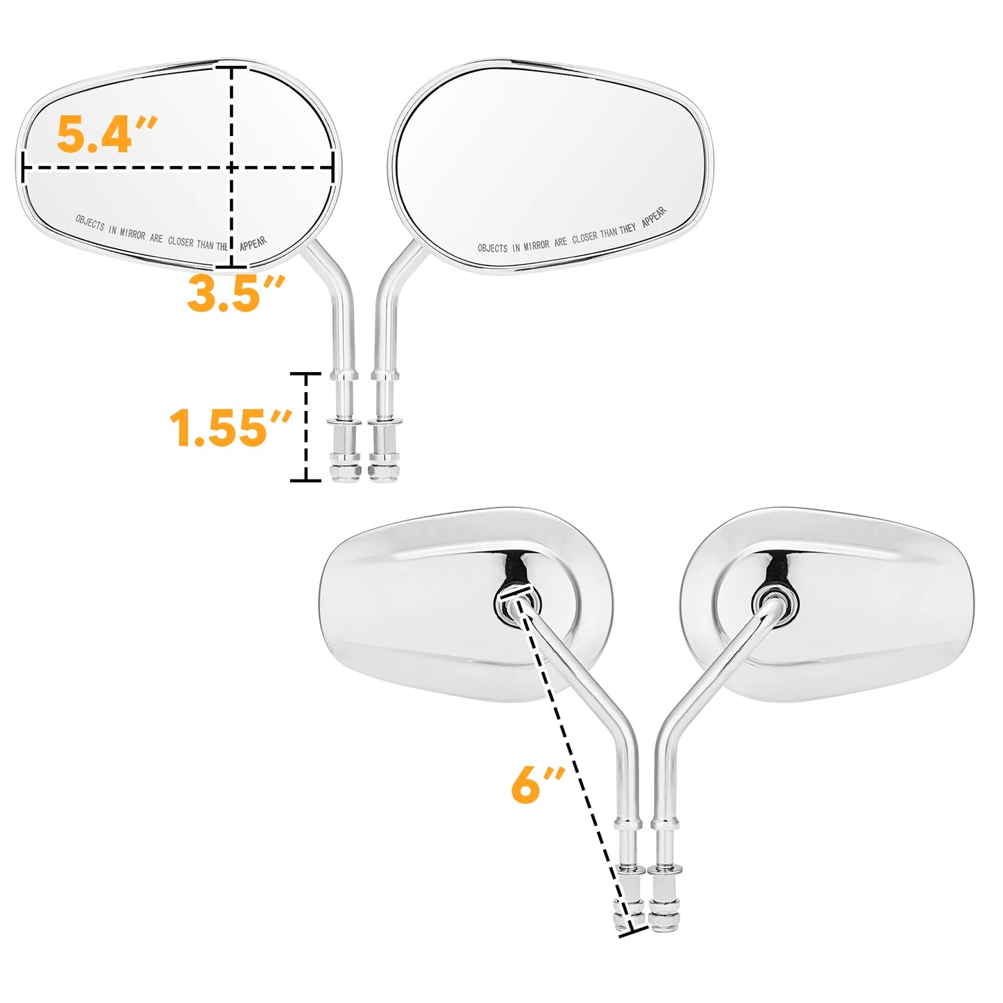 Motorcycle Handlebar Side Mirror Rearview Auxiliary 8mm For Harley-Davidson Sportster 883 Softail Dyna Street Electra Road Glide