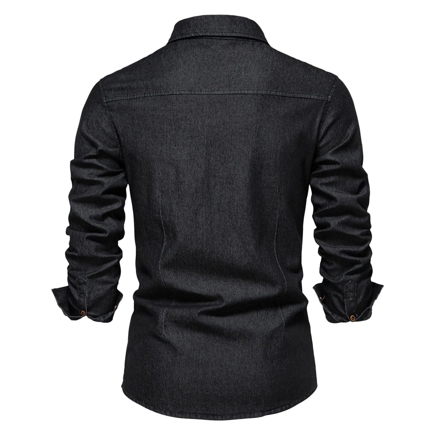 Elastic Cotton Denim Shirt Men High Quality Men Long Sleeve Solid Color Pocket Shirts For Men Casual Slim Fit Men's Clothing