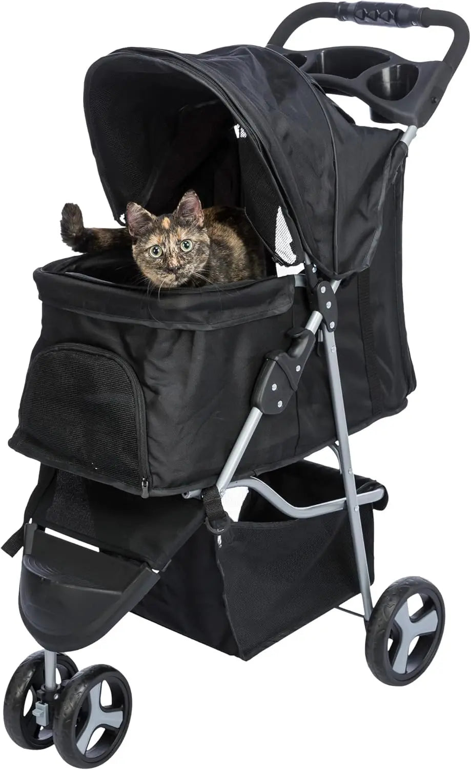 Foldable Pet Stroller for Cats and Dogs  Cart w/Weather Cover