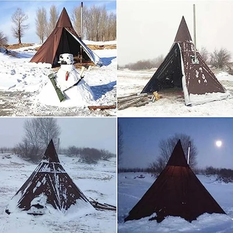 Portable Waterproof Camping Pentagonal Teepee Tent Outdoor Camping Pyramid Tipi Tent with Stove Hole