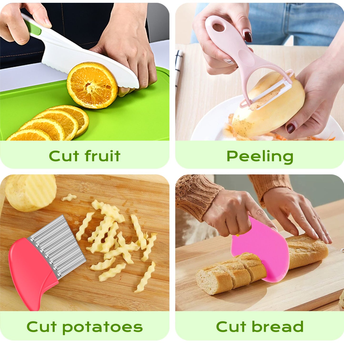 Kitchen Baking Knife Set Kids Cooking Cutter Children's Cooking Knives Serrated Edges Kids Knives to Cut Fruits Kitchen Supplies