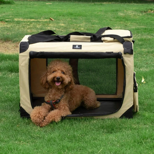 3-Door Folding Soft Dog Crate, Indoor & Outdoor Pet Home