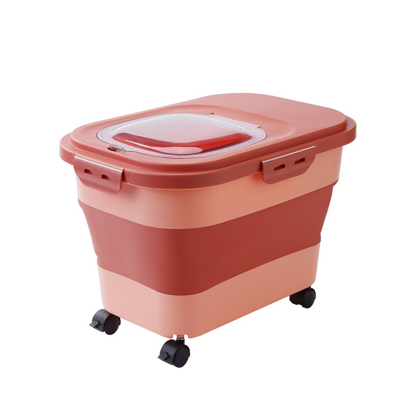 Airtight Pet Food Storage Container with Rolling Wheel for Dog Cat Bird Pet Food Storage Bin Collapsible Dispenser Bin Container